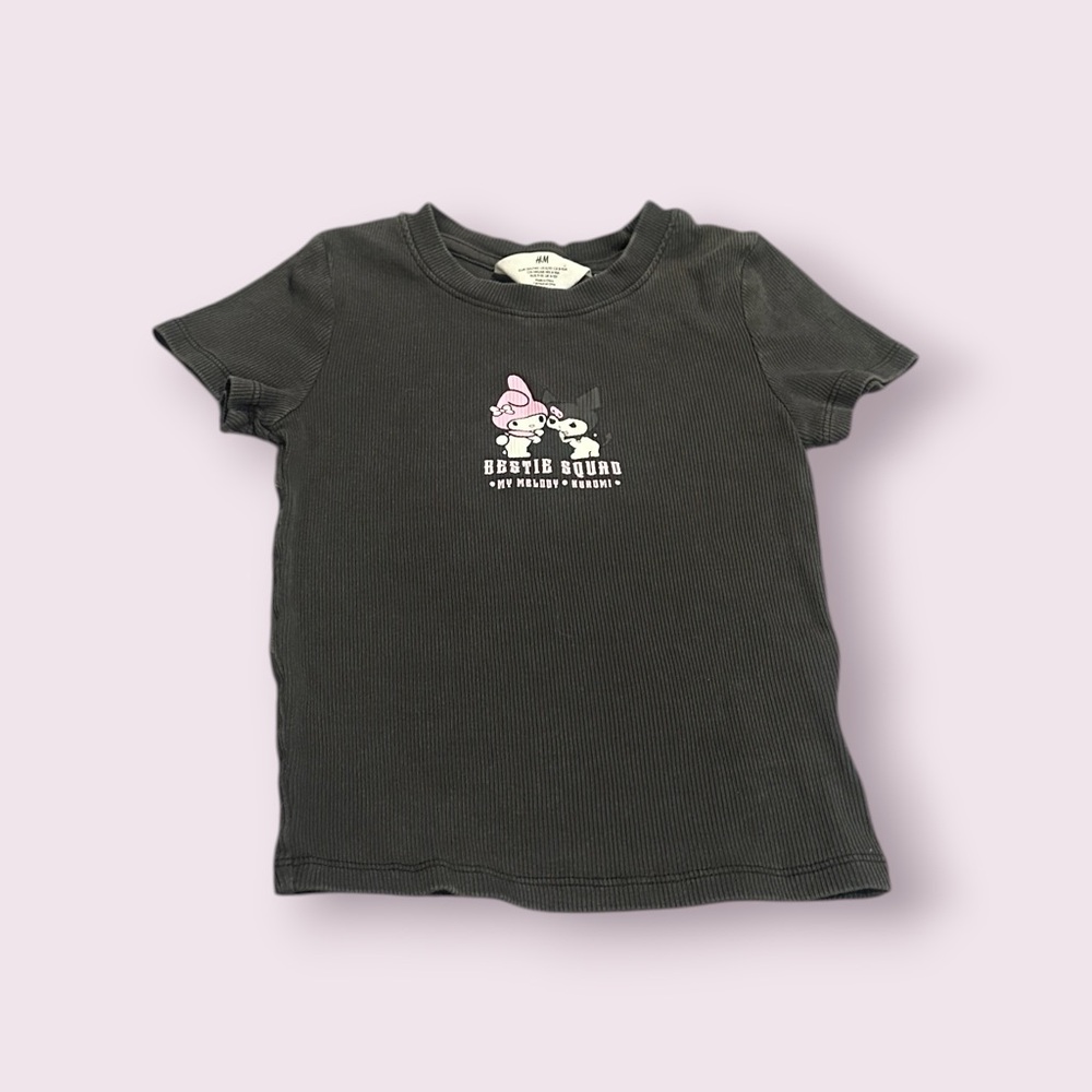 Dark Gray Girls H&M Bestie Squad My Melody Kuromi Graphic T-Shirt Size 8/10